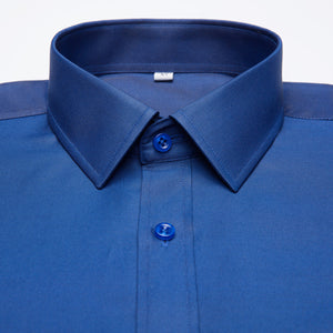 Men's Long Sleeve Standard-fit Solid Basic Dress Shirt Patch Single Pocket High-quality Formal Social White Work Office Shirts