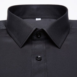 Men's Long Sleeve Standard-fit Solid Basic Dress Shirt Patch Single Pocket High-quality Formal Social White Work Office Shirts