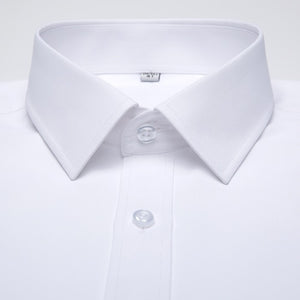 Men's Long Sleeve Standard-fit Solid Basic Dress Shirt Patch Single Pocket High-quality Formal Social White Work Office Shirts