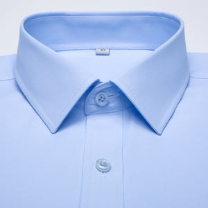 Men's Long Sleeve Standard-fit Solid Basic Dress Shirt Patch Single Pocket High-quality Formal Social White Work Office Shirts