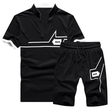 Load image into Gallery viewer, Summer 2PC Set Men EUR/US Size Short Sleeve T Shirts Two Piece Tops+ Shorts Suit Sportswear Set Mens Short Sets Male Tracksuit
