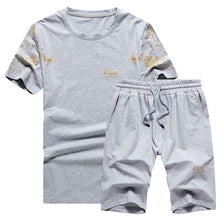 Load image into Gallery viewer, Summer 2PC Set Men EUR/US Size Short Sleeve T Shirts Two Piece Tops+ Shorts Suit Sportswear Set Mens Short Sets Male Tracksuit
