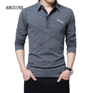 ARCSINX 5XL Polo para hombre de talla grande 3XL 4XL Otoño Invierno marca Polo para hombre camisa informal de manga larga para hombre polos para hombre