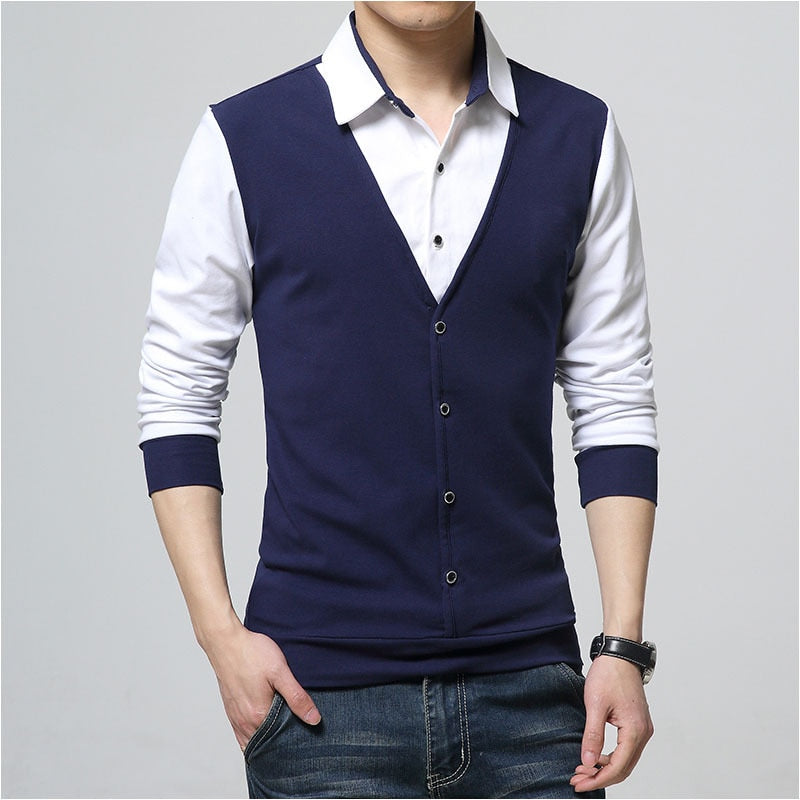 Diseño nuevo 2019, Polo de marca para hombre, manga larga, ropa informal de primavera y otoño, tallas asiáticas M-3XL 4XL 5XL