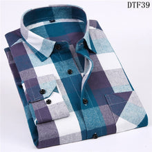 Load image into Gallery viewer, Men Flannel Plaid Shirt 100% Cotton 2019 Spring Autumn Casual Long Sleeve Shirt Soft Comfort Slim Fit Styles Brand Man Plus Size
