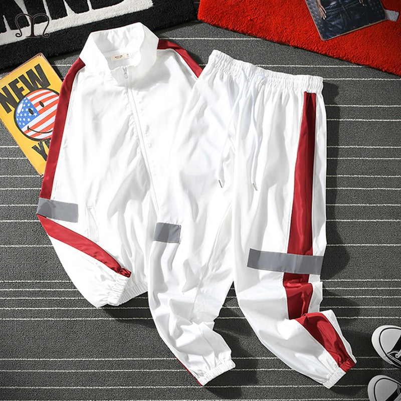 Conjunto de ropa deportiva para hombre, conjunto de sudaderas con capucha para primavera y otoño, chándal para hombre, sudadera de Hip Hop + Pantalones, chándal informal de dos piezas para hombre