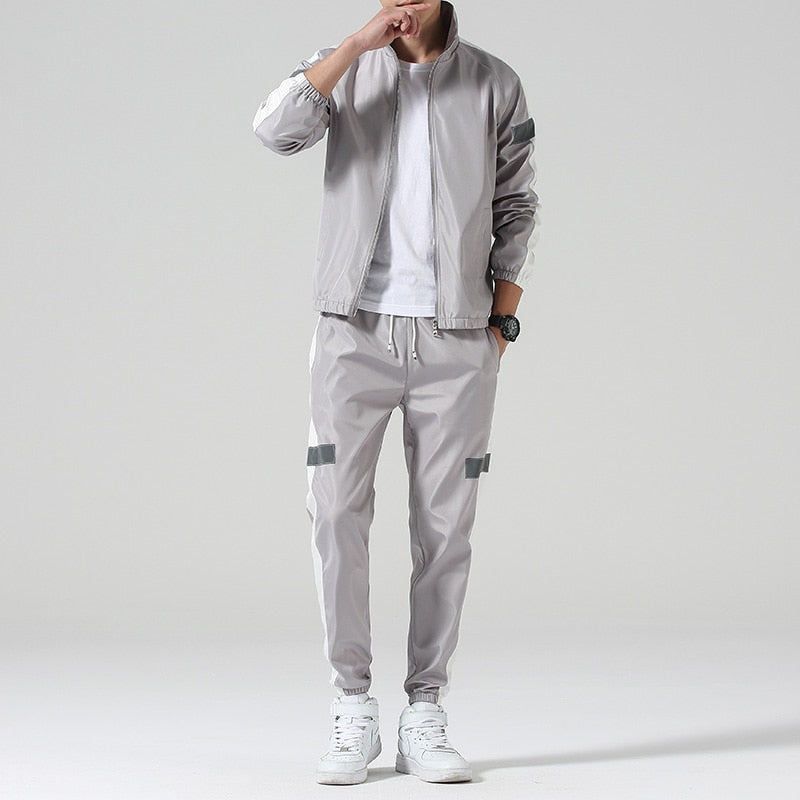 Conjunto de ropa deportiva para hombre, conjunto de sudaderas con capucha para primavera y otoño, chándal para hombre, sudadera de Hip Hop + Pantalones, chándal informal de dos piezas para hombre