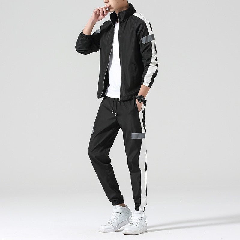 Conjunto de ropa deportiva para hombre, conjunto de sudaderas con capucha para primavera y otoño, chándal para hombre, sudadera de Hip Hop + Pantalones, chándal informal de dos piezas para hombre