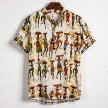 Load image into Gallery viewer, Men Linen Short Sleeve Shirt Summer Floral Loose Baggy Casual Holiday Shirts Tee Tops
