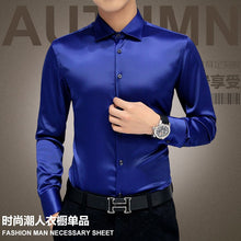 Load image into Gallery viewer, Plus Size 5XL 2019 New Men&#39;s Luxury Shirts Wedding Party Dress Long Sleeve Shirt Silk Tuxedo Shirt Men Mercerized Cotton Shirt
