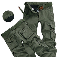 Load image into Gallery viewer, Mens Winter Pants Thick Warm Cargo Pants Casual Fleece Pockets Fur Trouser Plus Size 38 40 Fashion Loose Baggy Joger Worker Male
