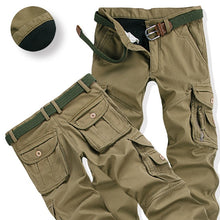 Load image into Gallery viewer, Mens Winter Pants Thick Warm Cargo Pants Casual Fleece Pockets Fur Trouser Plus Size 38 40 Fashion Loose Baggy Joger Worker Male
