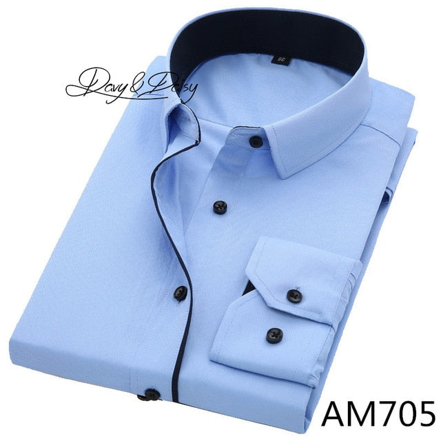 DAVYDAISY, gran oferta, camisa manga larga para hombre de alta calidad, sarga, informal liso, camisa Formal de negocios, camisas de vestir de marca para hombre DS085