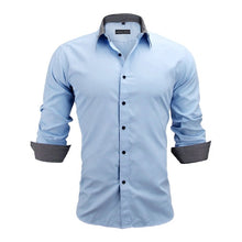 Load image into Gallery viewer, VISADA JAUNA Men Shirts Europe Size New Arrivals Slim Fit Male Shirt Solid Long Sleeve British Style Cotton Men&#39;s Shirt N332
