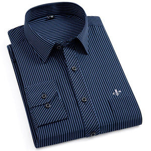 Dudalina New 2020 Men Long Sleeve Shirts Male Striped Classic-fit Comfort Soft Casual Button-Down Shirt Casual Male Shirt Tops
