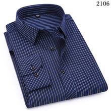 Load image into Gallery viewer, Plus Large Size 8XL 7XL 6XL 5XL 4XL Mens Business Casual Long Sleeved Shirt Classic Striped Male Social Dress Shirts Purple Blue
