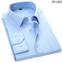 Load image into Gallery viewer, Plus Large Size 8XL 7XL 6XL 5XL 4XL Mens Business Casual Long Sleeved Shirt Classic Striped Male Social Dress Shirts Purple Blue
