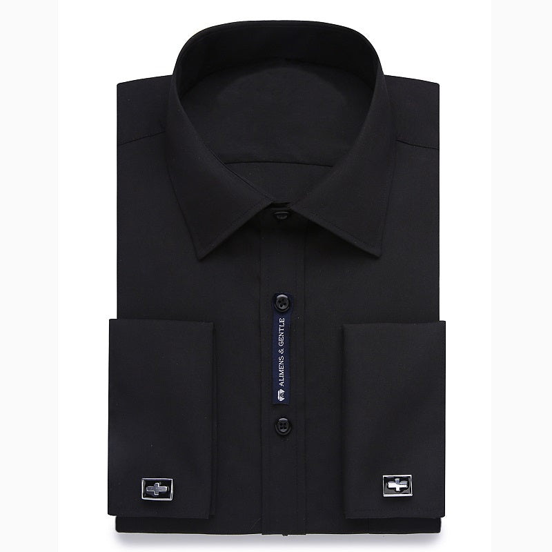 Alimens &amp; Gentle camisa de vestir con puños franceses para hombre, gemelos de manga larga de Color sólido con estilo a rayas, incluye moda 2019 nueva