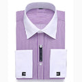 Alimens &amp; Gentle camisa de vestir con puños franceses para hombre, gemelos de manga larga de Color sólido con estilo a rayas, incluye moda 2019 nueva