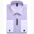 Alimens &amp; Gentle camisa de vestir con puños franceses para hombre, gemelos de manga larga de Color sólido con estilo a rayas, incluye moda 2019 nueva
