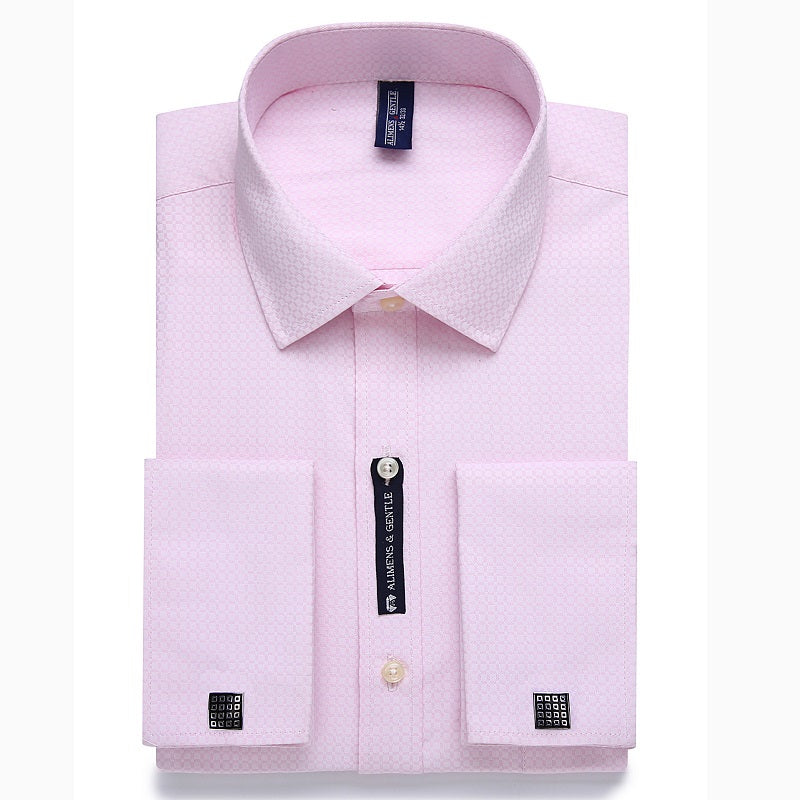 Alimens &amp; Gentle camisa de vestir con puños franceses para hombre, gemelos de manga larga de Color sólido con estilo a rayas, incluye moda 2019 nueva