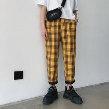 Load image into Gallery viewer, LAPPSTER Streetwear Yellow Plaid Pants Men Joggers 2019 Man Casual Straight Harem Pants Men Korean Hip Hop Track Pants Plus Size
