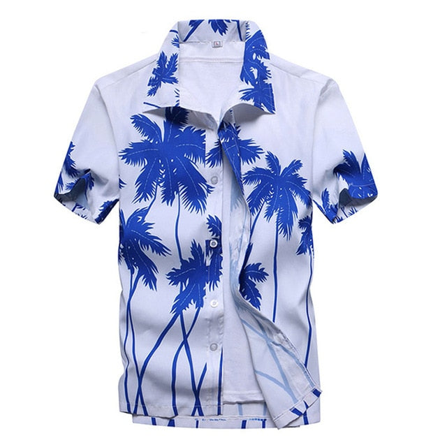 Camisa rosa hawaiana de manga corta para playa para hombre, moda de verano 2019, estampado de palmera Tropical, camisas Aloha para hombre, camisa de fiesta y vacaciones