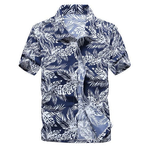 Camisa rosa hawaiana de manga corta para playa para hombre, moda de verano 2019, estampado de palmera Tropical, camisas Aloha para hombre, camisa de fiesta y vacaciones