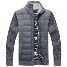 Load image into Gallery viewer, Winter Men&#39;s Fleece Sweater Coat Thick Patchwork Wool Cardigan Muscle Fit Knitted Jackets Fashionable Male Clothing for Autumn
