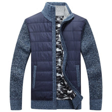 Load image into Gallery viewer, Winter Men&#39;s Fleece Sweater Coat Thick Patchwork Wool Cardigan Muscle Fit Knitted Jackets Fashionable Male Clothing for Autumn
