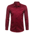 Camisa de vestir púrpura de fibra de bambú para hombre 2018 nueva camisa Formal de manga larga ajustada para hombre sin hierro camisa Formal de fácil cuidado para hombres