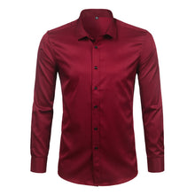 Load image into Gallery viewer, Purple Men&#39;s Bamboo Fiber Dress Shirt 2018 Brand New Slim Fit Long Sleeve Chemise Homme Non Iron Easy Care Formal Shirt For Men
