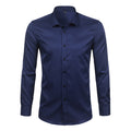 Camisa de vestir púrpura de fibra de bambú para hombre 2018 nueva camisa Formal de manga larga ajustada para hombre sin hierro camisa Formal de fácil cuidado para hombres