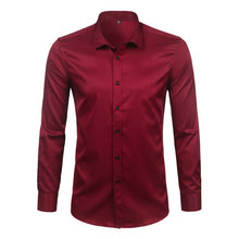Load image into Gallery viewer, Purple Men&#39;s Bamboo Fiber Dress Shirt 2018 Brand New Slim Fit Long Sleeve Chemise Homme Non Iron Easy Care Formal Shirt For Men
