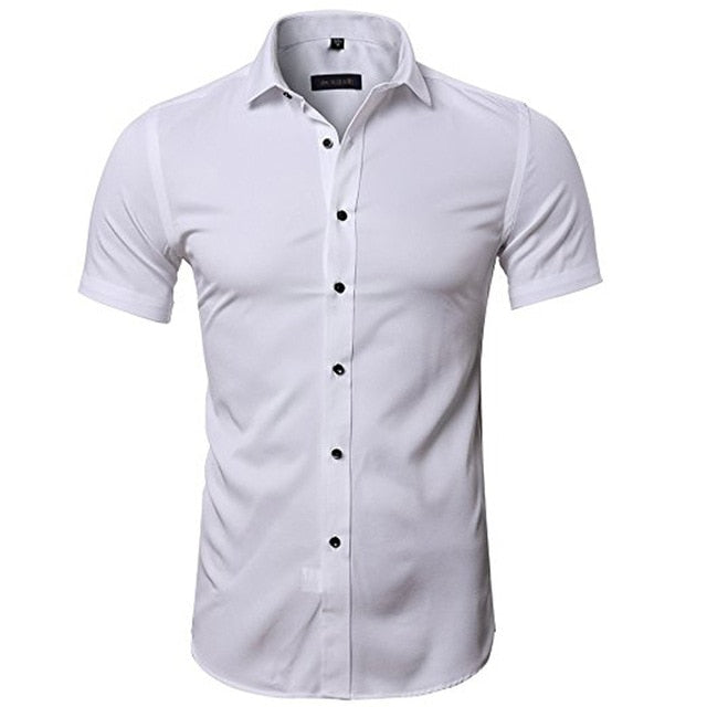 Camisa de vestir púrpura de fibra de bambú para hombre 2018 nueva camisa Formal de manga larga ajustada para hombre sin hierro camisa Formal de fácil cuidado para hombres