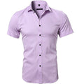 Camisa de vestir púrpura de fibra de bambú para hombre 2018 nueva camisa Formal de manga larga ajustada para hombre sin hierro camisa Formal de fácil cuidado para hombres