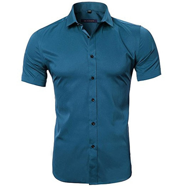Camisa de vestir púrpura de fibra de bambú para hombre 2018 nueva camisa Formal de manga larga ajustada para hombre sin hierro camisa Formal de fácil cuidado para hombres