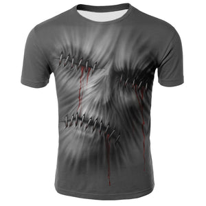 Summer Men T-shirts Casual O-neck Short Sleeve Tee Tops Hip Hop Style Clothes Fashion Streetwear Skull 3D T Shirt Male