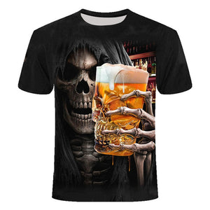 Summer Men T-shirts Casual O-neck Short Sleeve Tee Tops Hip Hop Style Clothes Fashion Streetwear Skull 3D T Shirt Male
