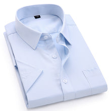 Load image into Gallery viewer, Men&#39;s Casual Dress Short Sleeved Shirt Twill White Blue Pink Black Male Slim Fit Shirt For Men Social Shirts 4XL 5XL 6XL 7XL 8XL
