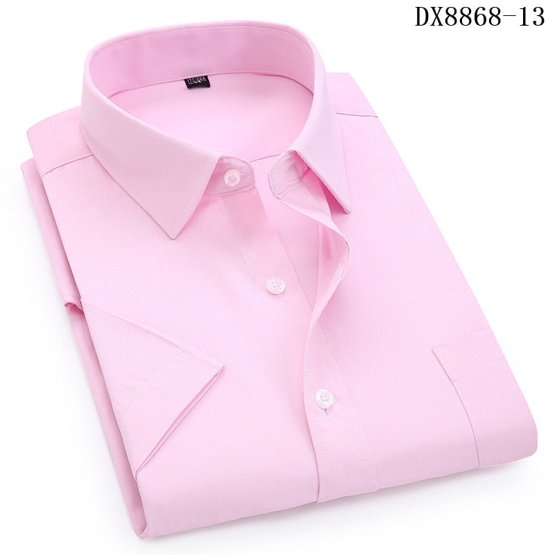 Men's Casual Dress Short Sleeved Shirt Twill White Blue Pink Black Male Slim Fit Shirt For Men Social Shirts 4XL 5XL 6XL 7XL 8XL