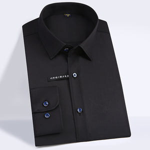 Men's Regular-fit Long Sleeve Stretch Easy Care Shirt Formal Business Office/Working Wear Bamboo Fiber Solid Social Dress Shirts