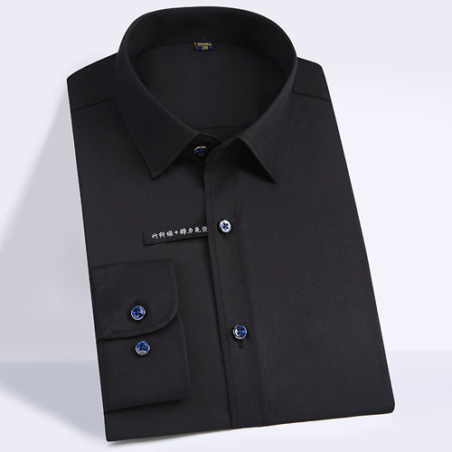 Men's Regular-fit Long Sleeve Stretch Easy Care Shirt Formal Business Office/Working Wear Bamboo Fiber Solid Social Dress Shirts