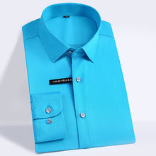 Load image into Gallery viewer, Men&#39;s Regular-fit Long Sleeve Stretch Easy Care Shirt Formal Business Office/Working Wear Bamboo Fiber Solid Social Dress Shirts
