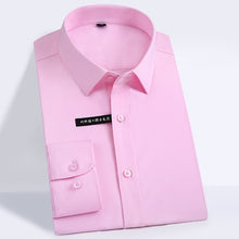 Load image into Gallery viewer, Men&#39;s Regular-fit Long Sleeve Stretch Easy Care Shirt Formal Business Office/Working Wear Bamboo Fiber Solid Social Dress Shirts
