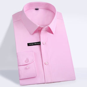 Men's Regular-fit Long Sleeve Stretch Easy Care Shirt Formal Business Office/Working Wear Bamboo Fiber Solid Social Dress Shirts