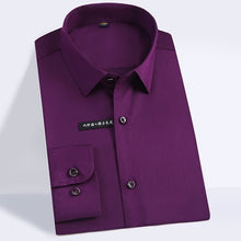 Load image into Gallery viewer, Men&#39;s Regular-fit Long Sleeve Stretch Easy Care Shirt Formal Business Office/Working Wear Bamboo Fiber Solid Social Dress Shirts
