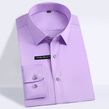 Load image into Gallery viewer, Men&#39;s Regular-fit Long Sleeve Stretch Easy Care Shirt Formal Business Office/Working Wear Bamboo Fiber Solid Social Dress Shirts
