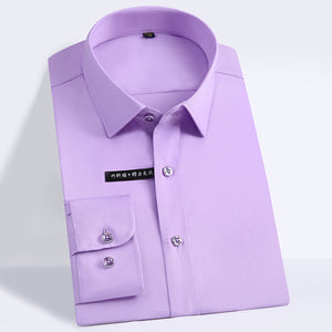 Men's Regular-fit Long Sleeve Stretch Easy Care Shirt Formal Business Office/Working Wear Bamboo Fiber Solid Social Dress Shirts
