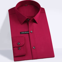 Load image into Gallery viewer, Men&#39;s Regular-fit Long Sleeve Stretch Easy Care Shirt Formal Business Office/Working Wear Bamboo Fiber Solid Social Dress Shirts
